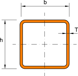 Galvanised SHS technical reference image
